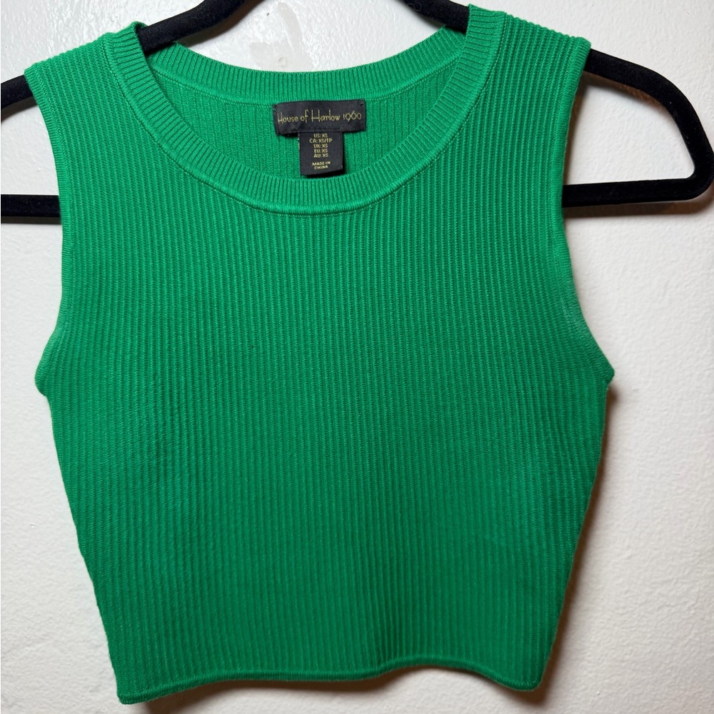 House of Harlow 1960 Kelly Green Ribbed Crop Tank XS